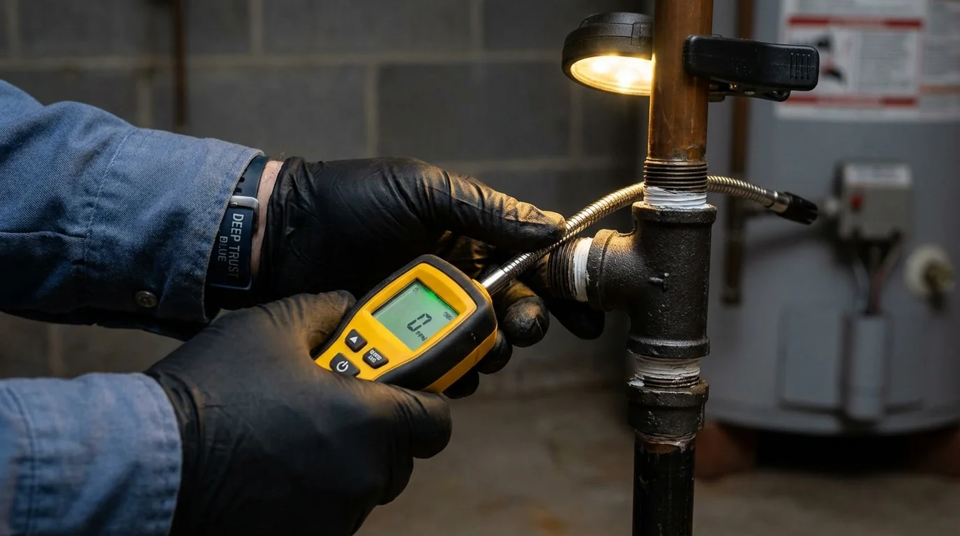 Gas leak detection with electronic sniffer by Johns Plumbing LLC in Corrales