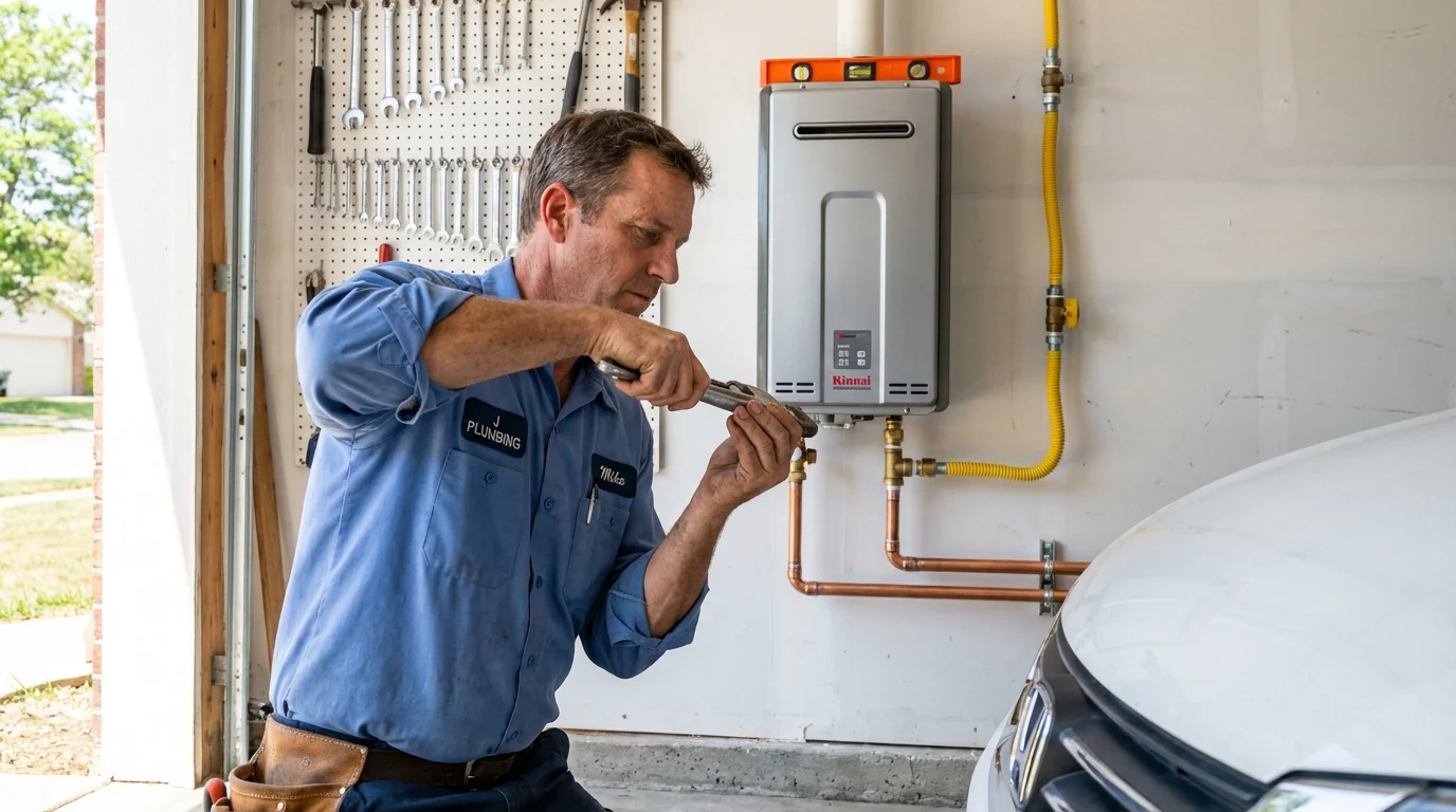 Tankless water heater installation by a Johns Plumbing LLC plumber in Corrales